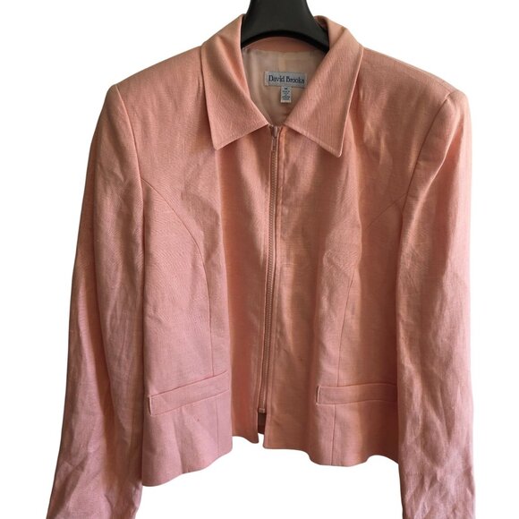David Brooks Womens Medium Jacket 100% Linen Shell Full Zip Pink Deadstock USA - Picture 1 of 9